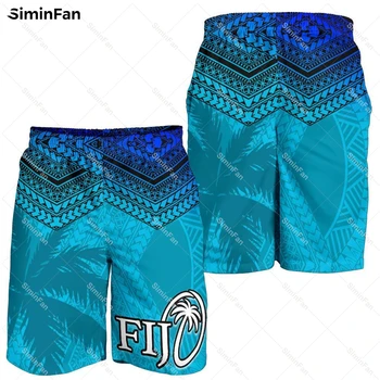 Сини мъжки хавайски шорти в стил ръгби с 3D принтом, мъжки летни панталони, всекидневни плажни панталони, стрийт фешън Унисекс