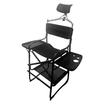 Висок режисьорски стол, сверхпрочный сгъваем стол за грим, тапицирана седалка с приставным масичка, поставка за крака за къмпинг, у дома или на двора