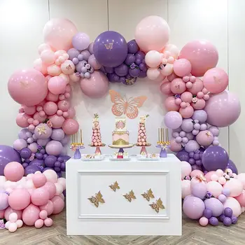 Пеперуда Purple комплект за декорация на арки от балони, Украса на парти по случай рождения ден на бебе Душ Сватбен декор от балони Аксесоари за парти по случай 1-ви рожден ден