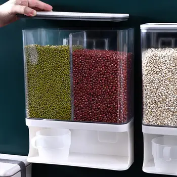 Кутия за съхранение на зърно с обем 1 л/1,5 л/3 л; Удобен многоцелеви диспенсер за зърнени култури; Кутия-органайзер за хранителни продукти; за многократна употреба диспенсер за зърнени култури
