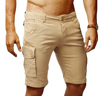 Военни панталони-карго, мъжки тактически панталони цвят Каки, мъжки ежедневни памучни мъжки къси панталони, обикновена спортни панталони с много джобове