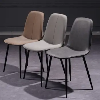 Минималистична трапезария стол в скандинавски стил, модерни черни крака, Кухненски столове за всекидневна, Офис столове, Метални Предмети от бита