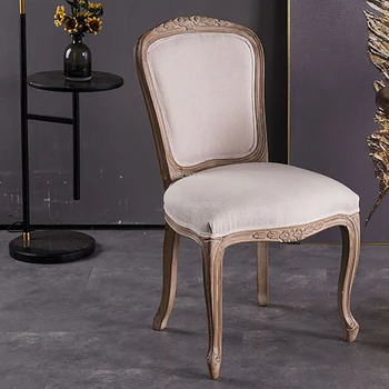 Дървени Трапезни столове в американски стил Проста Ретро Мебели за дома, Стол за почивка от дялан тъкан, Стол за френски ресторант с облегалка