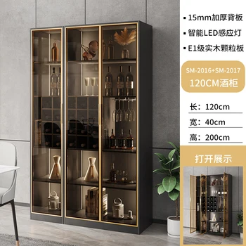 Лесен луксозен стъклен вино кабинет, хол, стена, първокласен дисплей, шкаф за съхранение, модерен шкаф, домакински сервант