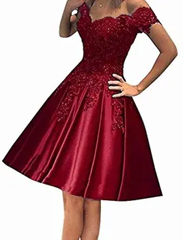 Рокли за бала с открити рамене ANGELSBRIDEP; модни къси вечерни рокли с аппликацией под формата на сърце; по-големи размери