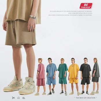 мъжки дрехи Be | 2023 летни шорти за пране на Kanye high street, широки панталони със свободен край за мъже и жени