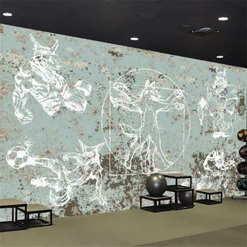 wellyu Потребителски мащабни стенописи, 3D тапети спортно оборудване за фитнес зала с върколак тапети за стени papel de parede