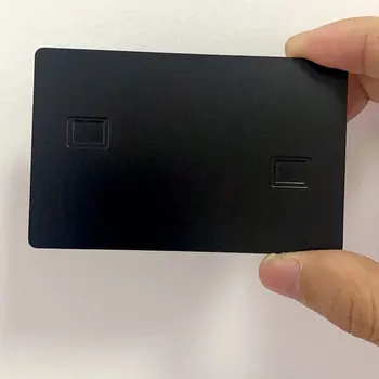 двоен слот за чип, черно 4442, малък слот за чип, метална визитка, метална кредитна карта с лента hico