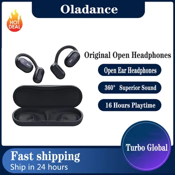 Оригинални слушалки Oladance с отворени уши, безжични слушалки Bluetooth 5.2, с две динамични драйвери 16,5 мм, спортни слушалки