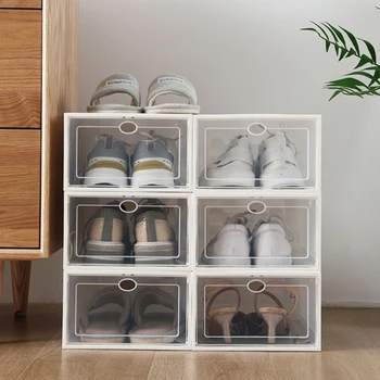 Кутии за съхранение на обувки от 36 опаковки от прозрачна пластмаса, штабелируемые -бял