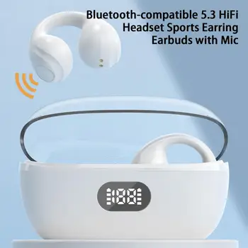 Скоба за ушите с костна проводимост, слушалки с интелигентен шумопотискане Bluetooth 5.3, Слушалки С микрофон,, безжична втулки