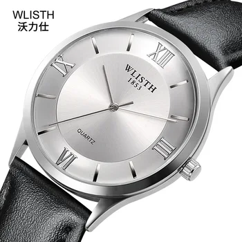 2019 Модерен, висок клас на марката Wlisth, висококачествени луксозни тънки часовници, просто бизнес ретро-класически мъжки и женски кожена каишка
