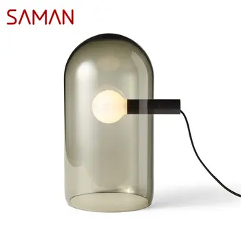 Настолна лампа SAMAN Postmodern LED Проста Нощна стъклена Реколта настолна лампа за дома хол Спалня