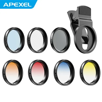 APEXEL ОПЛ-37UV-7G Професионален Комплект Филтри за подбрани обективи телефон 7в1 + Филтри CPL ND Star за смартфони и Обективи фотоапарати