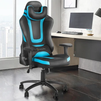 Компютърна игра офис с висока облегалка ергономичен регулируем въртящо се стол с облегалката за глава и лумбална опора, масаж на игралното стол