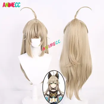 ANIMECC Genshin Impact Кирара cosplay перука Светло кафяви огнеупорни синтетични перука с опашка на кон Кирара Cosplay перуки