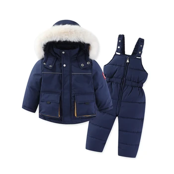 Комплект от 2 теми, детски зимен комплект, Нов плътен памук зимна костюм за малките момичета, топло-от 30 градуса, детски паркове, яке, ветрозащитная дрехи за момчета