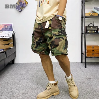Летни военни камуфляжные панталони-карго в стил харадзюку с множество джобове, мъжки дрехи, японска градинска дрехи, висококачествени тактически ежедневни панталони