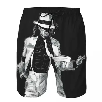 Мъжки плажни шорти на Майкъл Джексън, быстросохнущий бански за фитнес, Забавни улични 3D късометражни филми
