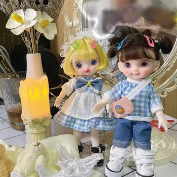 ob11 кукли Кавайные Ставите Жена Момиче Кукла ToyJointed кукла BJD Мини кукла ръчно грим кукла за лице 16 см кукли се продават с дрехи