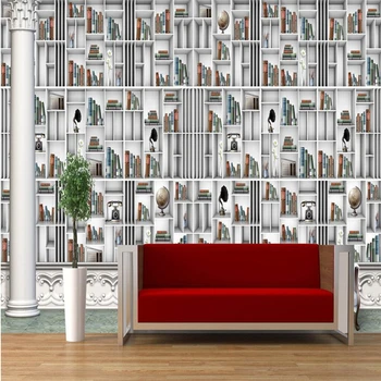 beibehang Настройте фресковые тапети, всякакъв размер Европейската 3D стереоскопическая библиотека bookshelf ТЕЛЕВИЗИЯ фон стенни тапети
