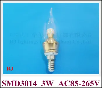 Led лампа във формата на свещи, кристални лампи, светлинен цилиндър, стил 360 ъгъл на излъчване 3W E14 SMD3014 30led 270lm AC85-265V CE, ROSH