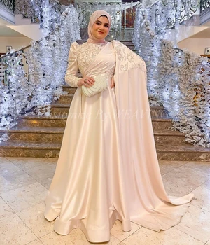 Мюсюлманските рокли за абитуриентски бал с дълги ръкави и високо деколте, дължина до пода, Саудовско-арабско-секси вечерна рокля