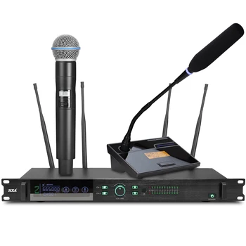 Професионален безжичен UHF микрофон система за конферентна зала тенис на настолен микрофон gooseneck за домашно караоке, с микрофон за партита