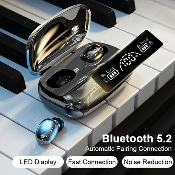 Безжична Bluetooth слушалка T9 TWS 5.2 Слушалки Hi-Fi Stero ушите с шумопотискане Слушалки за телефон