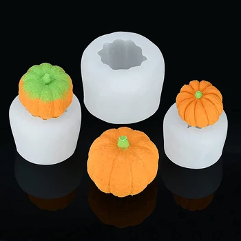 3D форми за свещи във формата на тиква, 1 бр. силиконова форма под формата на тиква за производство на епоксидни смоли със собствените си ръце, сапуни ръчно изработени свещи, печене на сладкиши