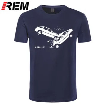 Мъжка тениска с принтом автомобилен сблъсък от 100% памук REM, ежедневни тениски с къс ръкав, готина тениска мъжка тениска
