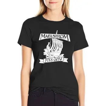 Тениска Maelstrom (бяла), тениски с графичен дизайн, дамски дрехи, тениски с графичен дизайн, черни тениски за жени