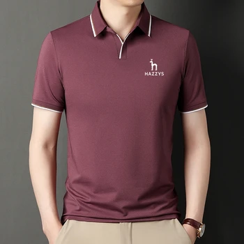 Благородна нова марка дизайнерска риза с къси ръкави Hazzys, летни обикновена ежедневни блузи в корейски стил с къс ръкав, Модни дрехи за мъже