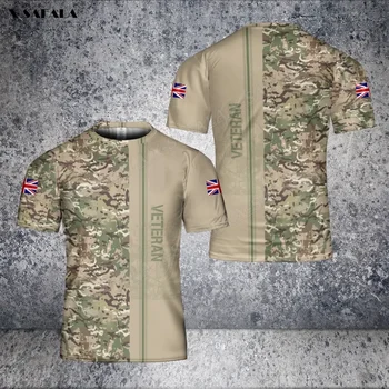Единица на Кралство Великобритания, БРИТАНСКИ войник-ВЕТЕРАН от АРМИЯТА, висококачествени тениски с 3D принтом, летен мъжки дишащ лъскав подарък