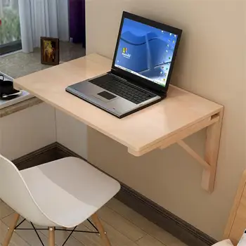 Стенен плаващ компютърен маса, Сгъваема Маса за лаптоп, Масивни скоби за офис, домашно приготвена храна, 60x40 см, Многофункционална маса