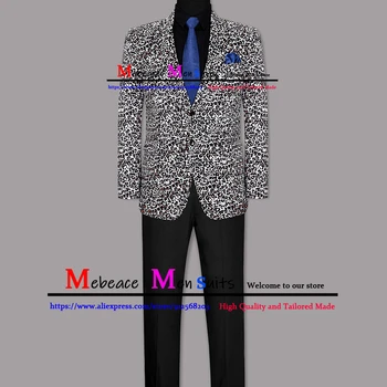 Случайни мъжки костюм с леопардовым принтом, комплект от 2 теми, яке с штанами, приталенные костюми-сафари за мъже, палта на певицата, смокинг за сватбени партита