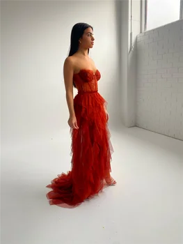 2023 Секси рокля-тръба за коктейльного бала, бална рокля от тюл във формата на сърце и основни рокля по поръчка
