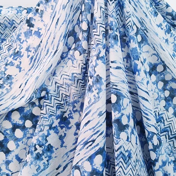 1 м X 1,35 м Мека дишаща синя геометрична лоскутная коприна памучен плат естествен цвят