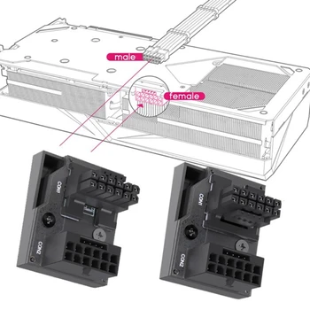 16-Пинов ATX за 16-контактен конектор с Наклон под ъгъл 180 Градуса, Кабел Конектор за захранване на графичния процесор за видео карти RTX4090 4080