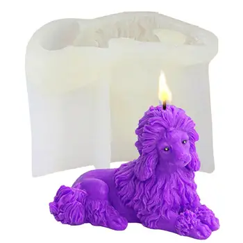 Силиконова форма за свещи във формата на куче 3D, лесна за демонтаж, Гъвкава форма за направата на свещи във формата на пудел от смола за украса на стая и дома