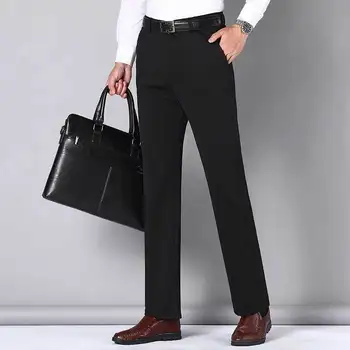 Корейски костюмные панталони, мъжки модни обикновена ежедневни панталони, мъжки преки свободни панталони, мъжки офис официални панталони W09