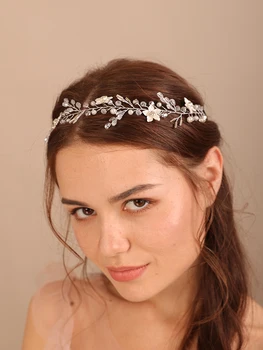 Перли, Мънисто планински кристал цвете сватба облекло, модни аксесоари за коса, ръчно изработени сватбени бижута за коса, за жени диадеми