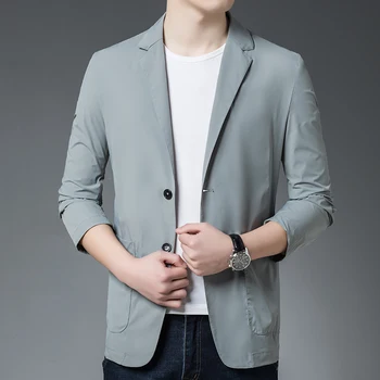 2023 Нов висококачествен модерен и красив еластичен костюм, мъжки корейската версия, приталенная солнцезащитная дрехи за почивка, яке