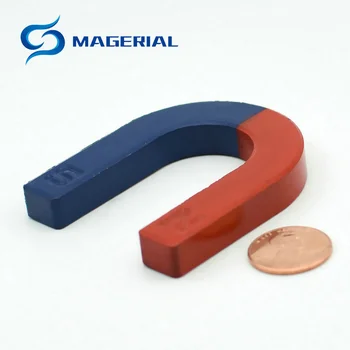 Магнитен образователен инструмент, Магнит тип пръчка, магнит 61x53x28x12 мм, син, червен играчка с магнит, модул за обучение магнит, прът, 1 бр.