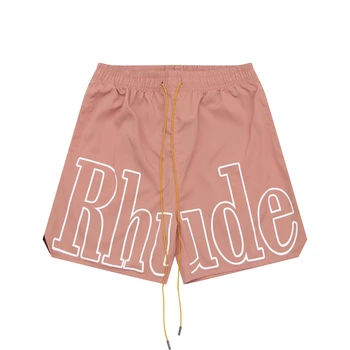Шорти Rhude с голяма лого 23SS, мъжки и женски шорти 1:1, гащички Rhude с завязками по-добро качество, вътрешната мрежа е с бирками, Ежедневни панталони