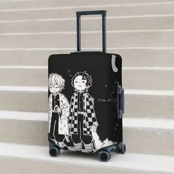Калъф за куфара Demon Slayer Tanjiro И Zenitsu Kimetsu no Yaiba, защитен калъф за пътуване, гъвкави аксесоари за багаж