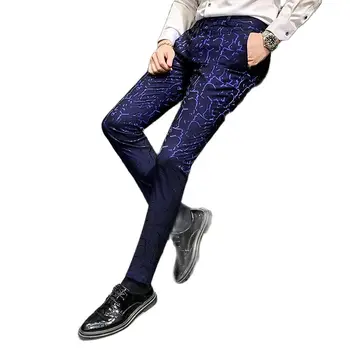 2021 Есен, нова мъжка мода, популярна тениска с флорални принтом, ежедневни костюмные панталони големи размери от висококачествена тъкан, мъжки тесни панталони