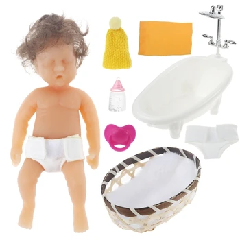 Мини Новородено бебе кукла, подобна на истинската, Възстановената Аксесоари за бебета, украса на детската стая, дългогодишна кукла с аксесоари