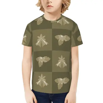 2023 Лятна нова детски дрехи с коледните принтом в шахматна дъска, детски дрехи, ризи с къси ръкави за момчета, памучни блузи, тениски