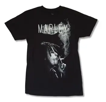 Bob Marley Side Smoke Черна Тениска за Възрастни